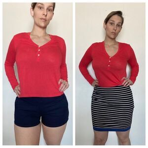 Victoria’s Secret Henley Top Coral Red Oversized XS Athleisure Shirt